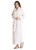 Womens Long Flannel Bathrobe Soft Plush Microfiber Fleece White Robes for famal SM White