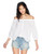 Volcom Juniors All Biz Off The Shoulder Button Up Blouse White XS
