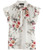 ROMWE Womens Floral Print Short Sleeve Ruffle Bow Tie Blouse Top Shirts White XL