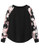 Romwe Womens Floral Print Long Sleeve Crew Neck Loose Casual Blouse Top Tee Black L