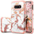 Fingic Shiny Rose Gold Marble Galaxy S10E Case Clear Bumper Hybrid Hard PC Soft Rubber Silicone AntiScratch Shockproof Slim Protective Stylish Case Cover for Samsung Galaxy S10e 2019 Release Marble