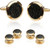 CuffDaddy Mens Black Diamond Dust Gold Cufflinks and Studs Cuff Links with Presentation Box