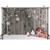 LYWYGG 5x3FT Christmas Backdrop Snow Floor Photo Backgrounds Wooden Wall Photography Backdrops for Child CP700503