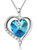 Sllaiss Sterling Silver Heart Pendant Necklace with Light Sapphire Crystals from Swarovski for Women Dainty Jewelry Valentines Day Gift with Box