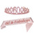 60th Pink Birthday Tiara and Sash Happy 60th Birthday Party Supplies 60th Pink Birthday Glitter Satin Sash and Crystal Tiara Princess Birthday Crown for Girls 60th Birthday Party Decorations