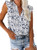 Eytino Women Boho Floral Print V Neck Tank Tops Loose Casual Ruffle Sleeveless Shirts BlousesLarge White