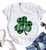 Lucky Shamrock St Patricks Day Irish TShirt Women VNeck Plaid Print Tee Casual Short Sleeve Tops Size S Light Grey