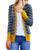 Womens Knit Cardigans Snaps Button Down Long Sleeve Casual Striped Long Cardigan Sweaters