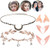 Moon Head Chain Crescent Forehead Chain and Rhinestone Leaf Wedding Tiara Crown Headband 5 Pairs Fairy Pixie Elf Ears for Halloween
