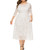 Eternatastic Womens Scooped Neckline Floral lace Top Plus Size Cocktail Party Midi Dress 5XL White