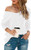 Iandroiy Womens Off Shoulder Sweater Batwing Sleeve Loose Oversized Pullover Knit Jumper LargeWhite