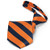 TieMart Navy Blue and Orange Striped Zipper Tie