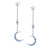 S925 Sterling Silver Crescent Stars Moon Dangle Drop Earrings for Women