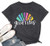 Good Vibes T Shirt Women Graphic Tees Letter Print Short Sleeve Funny Shirts Rainbow Print Cute Summer Tops Dark Gray L