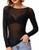 Kate Kasin Long Sleeve See Through Shirts for Plus Size Women Mesh3XLBlack