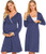 Ekouaer Womens Maternity Nursing Nightdress Long Sleeve Labor  Delivery Maternity Hospital Gown Blue M
