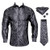 HiTie Mens Black and Gray Paisely Woven Dress Shirt with Tie Button Down Shirts LongSleeve Shirt