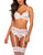wearella Women Lace Lingerie Set with Garter Belts Teddy Babydoll Bodysuit Nightwear Bra and Panty Garter Set Bridal Lingerie for Women White XXL