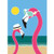 Sunning Pink Flamingos Beachy Teal Blue 13 x 18 Rectangular Small Garden Flag