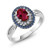 Gem Stone King 925 Sterling Silver Oval Red Created Ruby Womens Engagement Ring 154 Carat Size 9