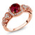 Gem Stone King 132 Ct Round Red Created Ruby 18K Rose Gold Plated Silver Womens Ring Size 6