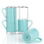 Teocera Porcelain Coffee Mugs with Stand Coffee Mug Set  11 Ounce for Tea Cocoa and Mulled Drinks  Set of 4 Turquoise