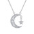 EVER FAITH 925 Sterling Silver CZ Bling Crescent Moon and Star Pendant Necklace Clear