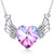 PLATO H Women Alloy Angel wing Heart Necklace Amethyst Pink Crystals from Swarovski for Mom Pendant Jewelry Fashion Guardian Angel Pendant of Teen Girl