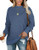 NSQTBA Fall Sweatshirts for Women Long Sleeve Tunic Sweaters Soft Clothes Crewneck Blue 2XL