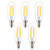 OPALRAY T8T25 Small Size Tube Shape LED Bulb 4W Dimmable 400Lm 40W Incandescent Equivalent 4000K Natural White Daylight E12 Small Candelabra Base Clear Glass Tubular Tip Pack of 5