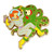 Pinsanity Retro SciFi Space Woman vs Alien Monster Enamel Lapel Pin