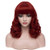 BERON Womens Short Bob Curly Red Wig with Bangs for Women Halloween Cosplay Wig for Daily Use Synthetic Wigs Dark Red