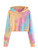 SweatyRocks Womens Tie Dye Long Sleeve Workout Crop Top Sweatshirt Hoodies Yellow Blue L