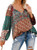 Asyoly Womens Floral Print Long Sleeve V Neck Shirts Loose Casual Tunic Loose Drawstring Tops Blouses