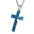 HZMAN Mens Stainless Steel Jesus Christ Crucifix Cross Lords Prayer Pendant Necklace Blue
