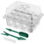 SUNNIOR 3 Set Seedling Starter Tray 36 Cells Fully Transparent Propagator Germination Tray with Humidity Adjustable Dome Greenhouse Plant Grow Trays 12 Cells per Tray 10 Labels 2 Tools