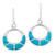 Classy Open Circle Simulated Turquoise Inlaid 925 Sterling Silver Dangle Earrings
