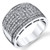 Sterling Silver Mens High Polish Micro Pave Wedding Band Ring With Cubic Zirconia CZ Size 12