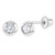 925 Sterling Silver Clear CZ Flower Round Screw Back Earrings for Toddlers