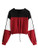 SweatyRocks Womens Casual Long Sleeve Colorblock Pullover Hoodie Sweatshirt Crop Top Black Red Medium
