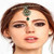 Sakytal Boho Head Chain Gold Bride Emerald Pendant Forehead Headpiece Crystal Festival Headband Double Fork Hairpins for Women and Girls