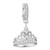 TINYSAND Princess 925 Sterling Silver Princess Crown Charm Pendant with Clear CZ Stones Dangling Bead for Charms Bracelet
