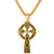 Antique Celtic Cross Necklace for Men 18K Gold Plated Rope Chain Irish Knot Halo Cross Pendant