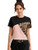 Floerns Womens Casual Leopard Short Sleeve Colorblock T Shirt Top Pink M