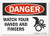 SmartSign Danger  Watch Your Hands and Fingers Label  35 x 5 Laminated Vinyl