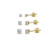 3 Pair Set Yellow Gold Flashed Sterling Silver Cubic Zirconia Round Stud Earrings 2mm 3mm 4mm