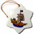 3dRose orn_41710_1 Blue N Brown Pirate Ship Snowflake Porcelain Ornament, 3-Inch