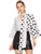 WDIRARA Womens Polka Dots Tie V Neck Elegant Colorblock 34 Sleeve Blouse Top Black and White S