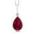 Gem Stone King 925 Sterling Silver Red Created Ruby Pendant Necklace 910 Ct Pear Shape with 18 Inch Silver Chain