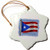 3dRose orn_55484_1 The Flag of Puerto Rico Waving on a Blue Background Snowflake Porcelain Ornament, 3-Inch